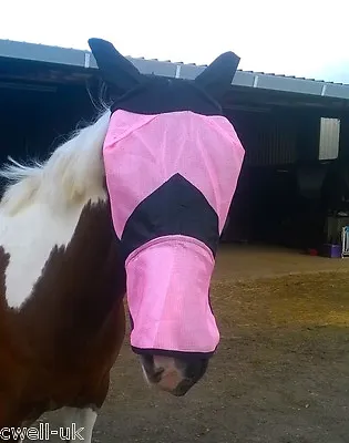 Fine Mesh Horse Cob Pony Full Face Fly Mask Hood With Ears Long Nose Flap £6.99 • £5.99