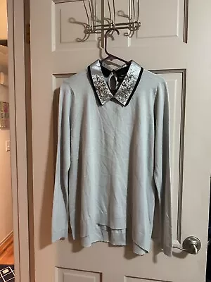 Women’s Long Sleeve Top Nicole By Nicole Miller Silver Zeplin NWT Size Large  • $25