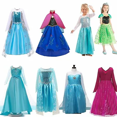 Disney Fancy Anna Elsa Frozen Cosplay Costume Party Girls Princess Queen Dresses • $14.99