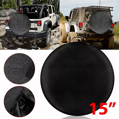 15  DIY Trailer RV Spare Tire Tyre Wheel Cover Heavy Duty Vinyl Protector Black • $11.98