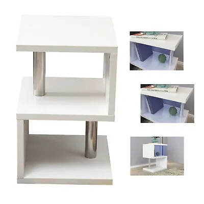 $80.02 • Buy 3-Tier S-shaped High Gloss Coffee Tea Table Furniture White For Home Office 