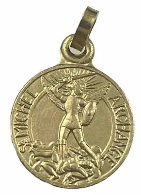 Vintage Catholic St Michael Petite Gold Tone Religious  Medal France • $9.99