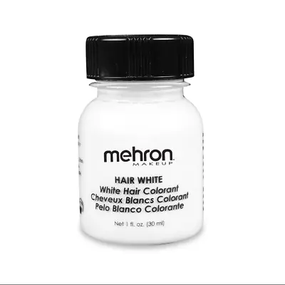 Mehron Hair White With Brush - Color For Hair Beard Moustache 1oz • $9.95