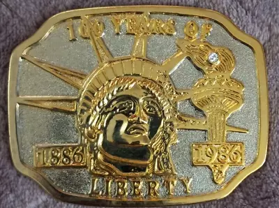 Vintage Gold And Silver Tone 100 Years Of Liberty Belt Buckle With Diamond Chip • $22.22