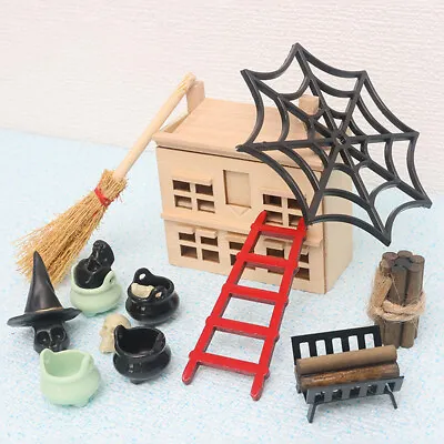 15PCS Dollhouse Miniature Halloween Skeleton Spider Web Model Room Decor Props • $17.82