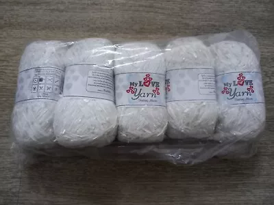 💛 MY LOVE Ribbon/Tape Type Knitting/Crochet Craft Yarn - Sparkly White - 500g • £2.50