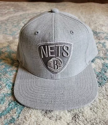 Brooklyn Nets Mitchell & Ness Snapback Hat Cool Grey New Without Tags NWT • $19