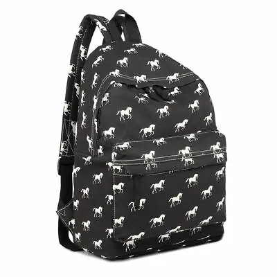 Large A4 Satchel School Bag Canvas Shoulder Bag Backpack Horse Rucksack Travel • £8.99