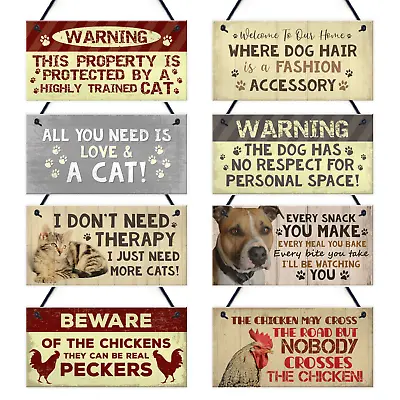 Novelty Animal Pet Plaques Signs DOG CAT CHICKEN Sign Animal Lover Gifts Funny • £3.99