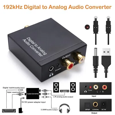 192kHz Coaxial Toslink Optical Digital To Analog Audio Converter 3.5mm RCA L/R • $34.99