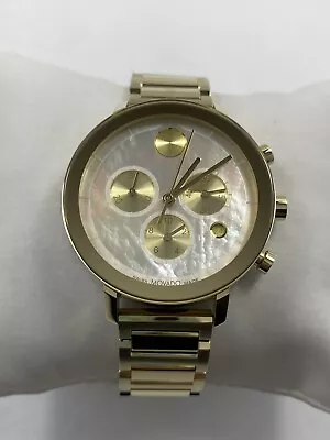 Movado Bold Evolution Chronograph Quartz MOP Dial Gold Tone Ladies Watch 3600788 • $219.95