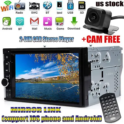 2 DIN 6.2  Car Stereo CD Player No GPS Navigation Radio BT FM Rear View Camera • $103.78