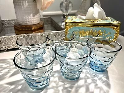 Glass Cup Set Blue Color Gift Box 6 Tumblers Daily Use Water Juice Soda Tea • $15.99