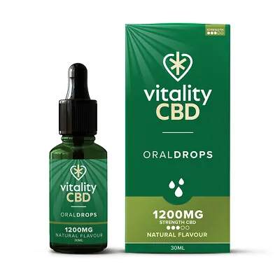 Vitality CBD Oil Oral Drops 600 / 1200mg In Hemp Seed Oil Natural Flavour 30ml • £14.99