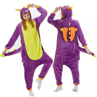 Jammies For Parties Animal Pajamas For Adults One Piece Unisex Dragon Sm / Youth • £35.03