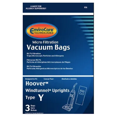 Hoover Type Y Vacuum Bags By Envirocare **Fits Hoover Wind Tunnel Upright Vacs • $6.99