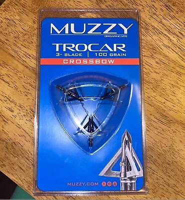 Muzzy Trocar 3-Blade 100 Grain Crossbow Broadheads (3 Pack) • $20