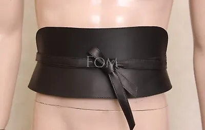 Real Leather Obi Belt Ladies Waist Belt Wrap Around Self Tie Obi Cinch Waistband • £39.50