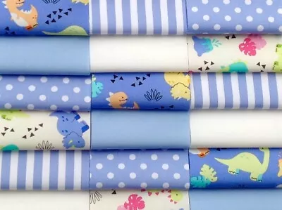 Fabric Patchwork Squares 30 X 4  10cms Cotton Quilting Craft Baby Boy Blue 9W • £4.95