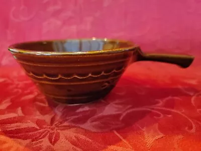Vintage Marcrest Daisy & Dot Pattern Brown Stoneware Soup Bowl With Handle 5  • $3.99