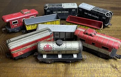 Vintage Marx And 1 Haffner Tin Lithograph Train Cars  Caboose Lot Of 9 • $51.71