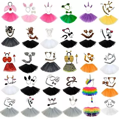 Ladies Animal Ears Set+Leg Warmer+Tutu FancyDress Christmas Costume Party Outfit • £11.68