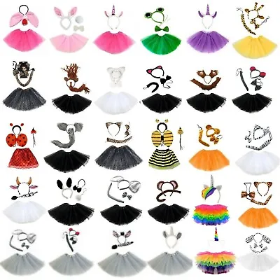 Ladies Animal Ears Set+Leg Warmer+Tutu FancyDress Halloween Costume Party Outfit • £10.98