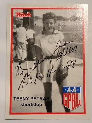 1995-96 Fritsch AAGPBL 154 Teeny Petras Grand Rapids Signed Card  MT No C.O.A • $39