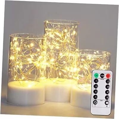 Homemory Clear Flameless Candles With Remote Embedded Twinkle String White • $33.42