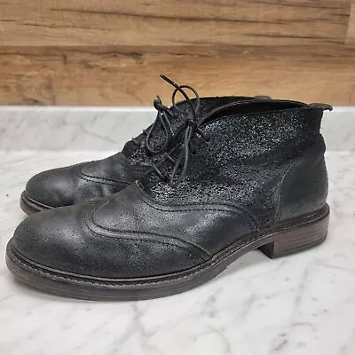 Moma Wing Tip Ankle Boot Made In Italy Pewter Leather Mens Size EUR 41 US 8 • $80