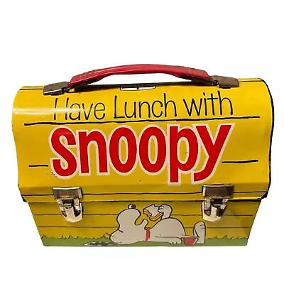 Nice Vintage 1968 Snoopy Peanuts Yellow Dome Dog House Metal Lunchbox MINTY RARE • $110