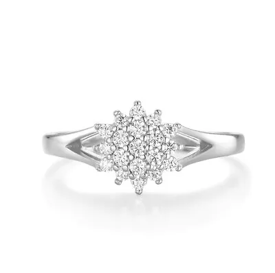 Ladies Woman's Wedding Sterling 925 Silver 1 Carat White Sapphire Cluster Ring  • £15.95