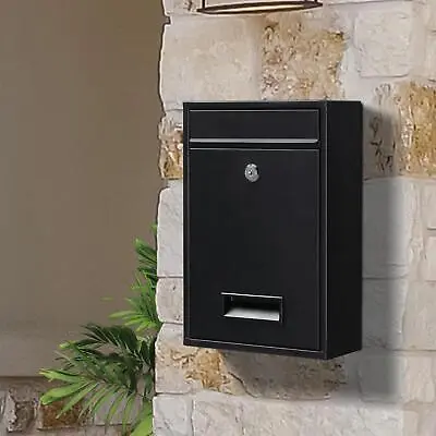 Wall Mounted Postbox Letterbox Mailbox Letter Post Mail Box Lockable Large Black • £13.95