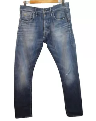 G-Star Raw 3301 Mens Size 31 Mid Blue Distressed Denim Slim Leg Jeans • $37.46