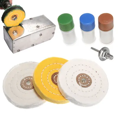 7Pcs Metal Cleaning Polishing Buffing Wheel & Compound Polish Kit For Drill New • £11.66