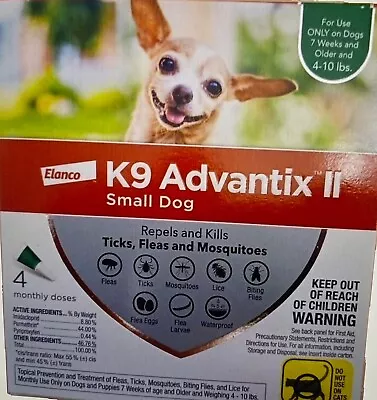 K9 Advantix II Flea Tick Medicine Small Size Dog 4 Month Supply Pack K-9 4-10 • $42.99