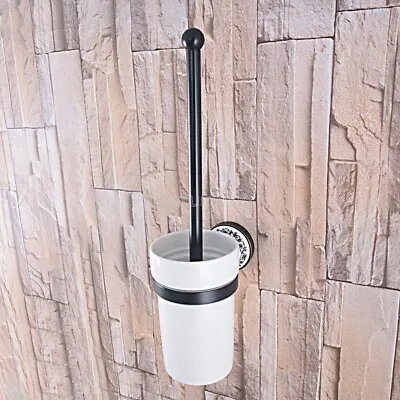 Black Oil Rubbed Brass Bathroom Accessories Toilet Brush Holder Ceramic Base • £33.66