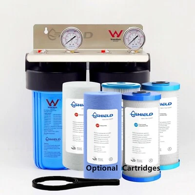 $309 • Buy 10  X 4.5  Twin Big Blue Whole House Water Filter System 2 Stages 304SS Bracket
