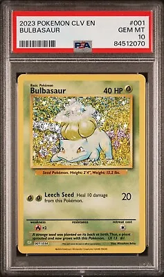 PSA 10 GEM MINT Bulbasaur 001/034 CLV Classic Box Holo Rare Pokémon TCG 2023 • $29.99