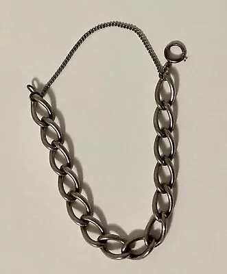 Vtg Starter Charm Bracelet Sterling Silver 925 SS Curb Link Chain 7.5  Security  • $76.46