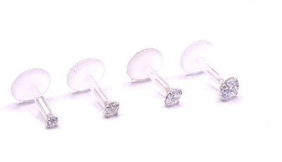 £3.95 • Buy Clear  Crystal Labret Helix Tragus Bioflex Ear Bar 1.5, 2, 2.5 Or 3mm Push Fit