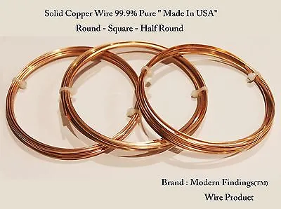 $9.89 • Buy Copper Wire 99.9% Pure Choose : Shape, Temper, Gauge,& Length (12 To 30 Ga ) 