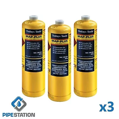 3x Yellow MAPP / MAP+ Pro Gas Cylinder Disposable Bottle FAST DELIVERY • £33.99