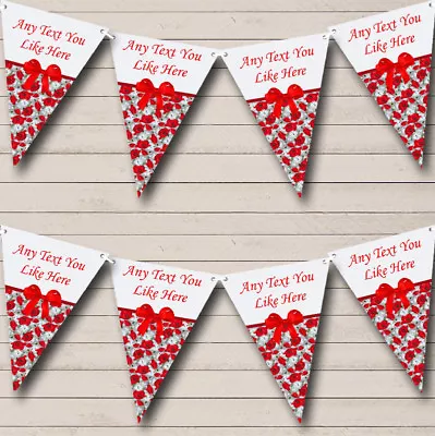 Party Banner Bunting Red Poppy Vintage Personalised Shabby Chic Garden Tea • £5.56