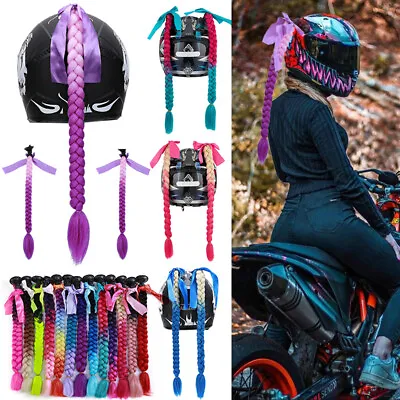 Helmet Pigtail Braid Box Hair Extensions Punk Double Ponytail Motorcycle Rider • $10.20