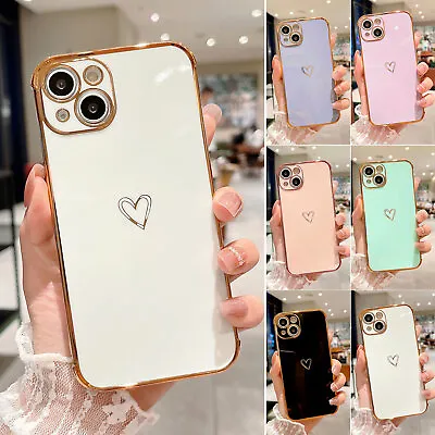 Cute Heart Plating Soft TPU Case For Apple IPhone 15 Pro Max 14 13 12 11 XS XR 8 • $11.99