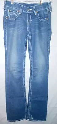 True Religion Becky Womens Size 26 X 33 Low Rise Distressed Denim Jeans GUC • $25