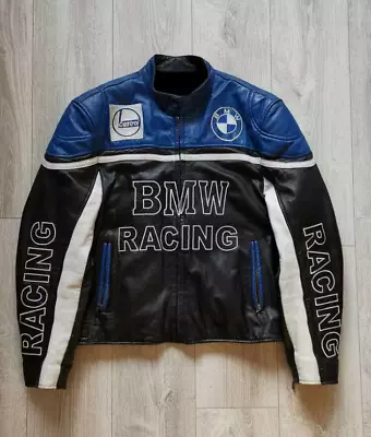 Men's BMW Racing Motorcycles Riding Motor Bike Faux Leather Jacket • $90