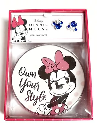 Disney Own Your Style Children Minnie Mouse Blue Stud Earrings Trinket Dish NIB • $59.49