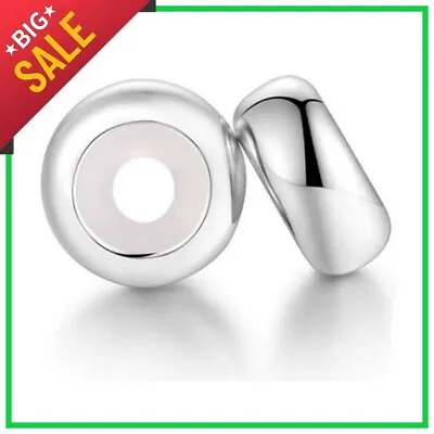 $10.24 • Buy Sterling Silver Bead Spacers Clip Lock Stopper Charm Pandora Bracelet Beads NEW